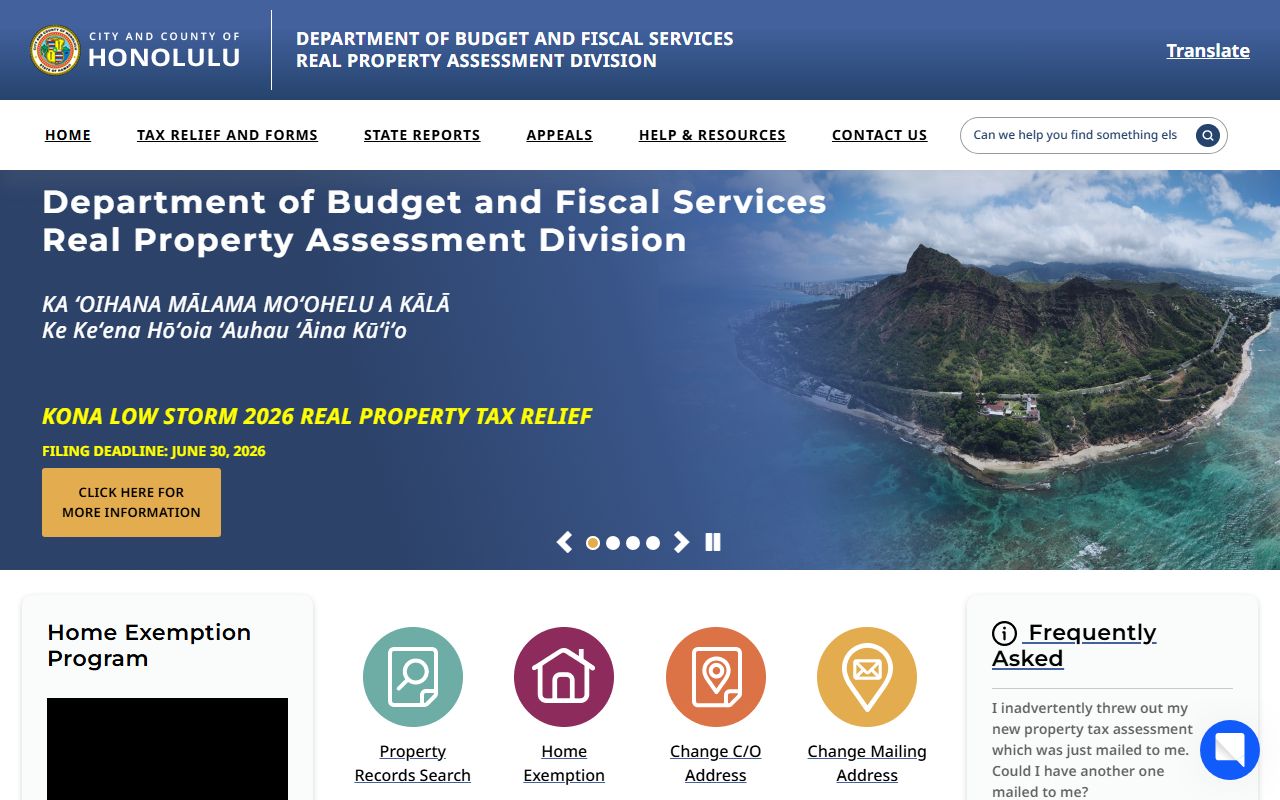Honolulu County Real Property Assessment Division records
